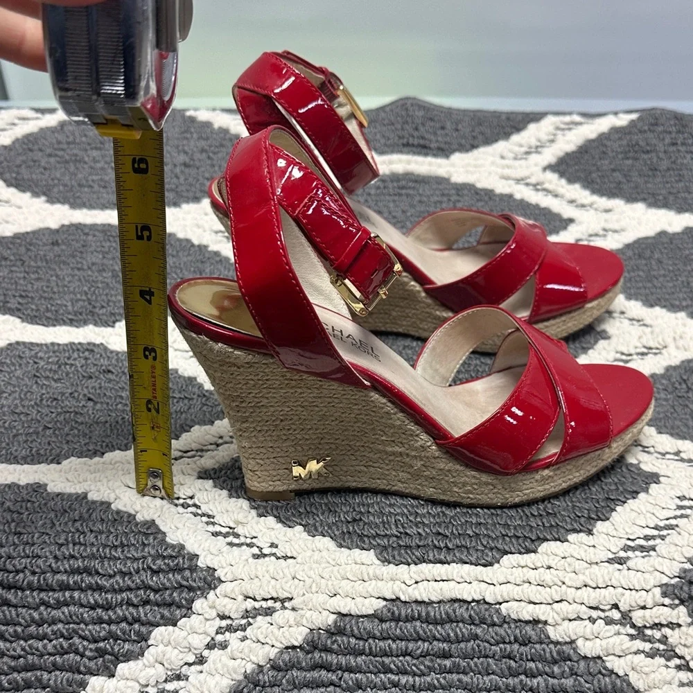 Michael Kors Red Patent Wedge Sandals - Picture 6 of 6